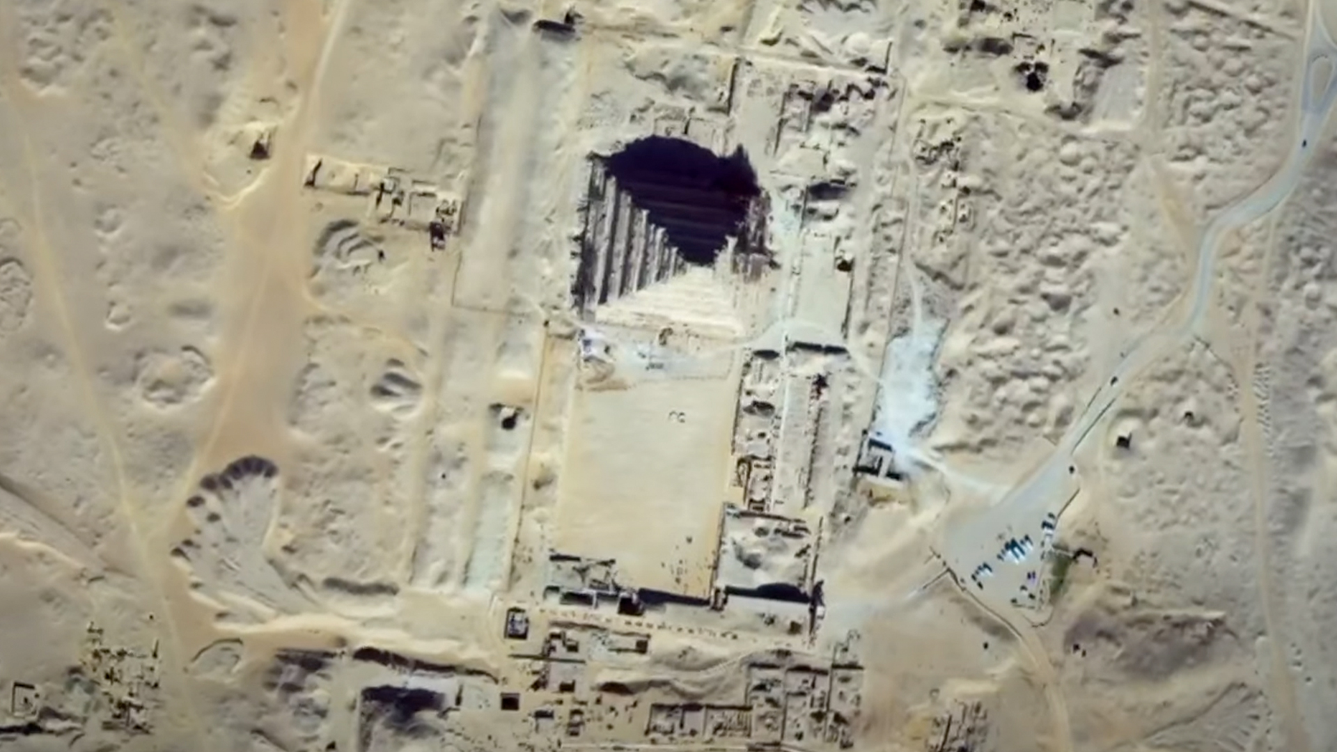 Satellite image of a pyramid structure