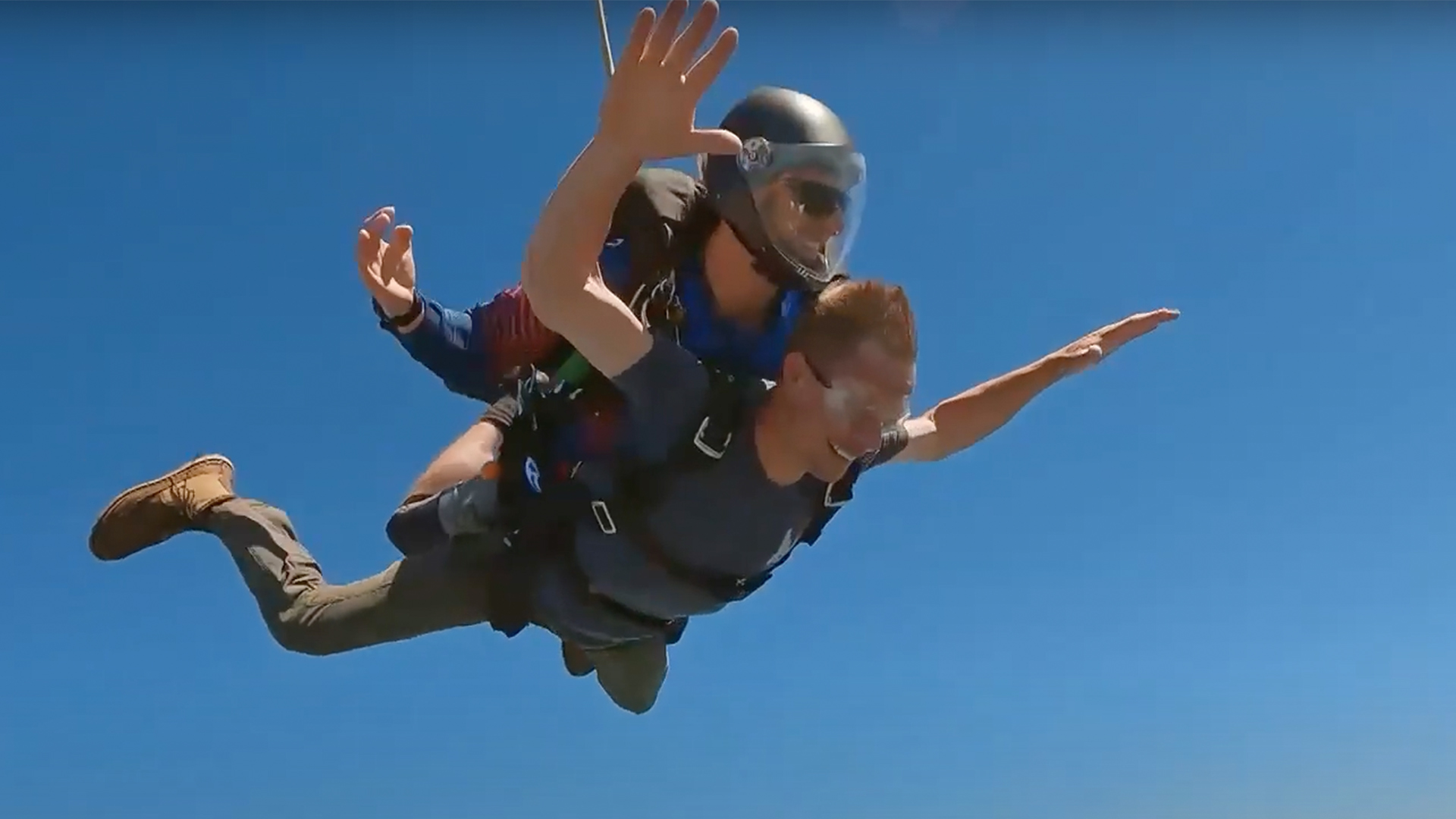 Steven Rinella doing a tandem skydive