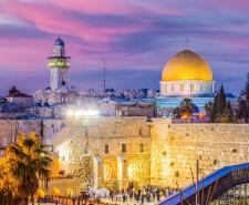 Jerusalem, Israel old city at the Western Wall and the Dome of the Rock.