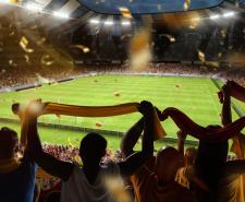 A CGI image of football fans celebrating