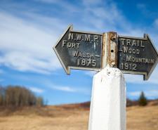 Historic trail marker at the Fort Walsh National Historic Site