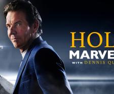 'HOLY MARVELS' - Dennis Quaid standing in front of the sword in the stone