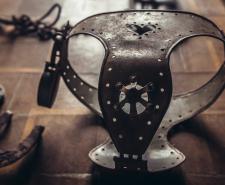 An old iron chastity belt on display