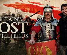 Rob Bell posing with a re-enactor - 'BRITAIN'S LOST BATTLEFIELDS'