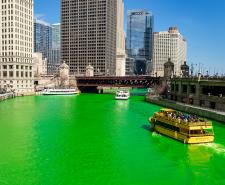 The Chicago River dyed green to celebrate St Patrick's Day