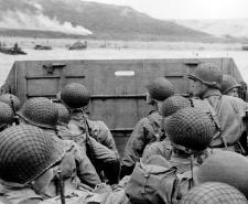 American troops approaching Omaha Beach during the invasion of Normandy on D-Day