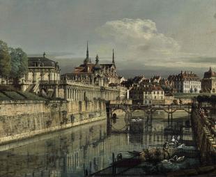 Dresden, A View of the Moat of the Zwinger (1752) by Bernardo Bellotto