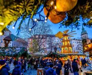 Looking out from a stall at Munich's Christmas market