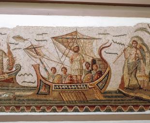 Mosaic depicting Odysseus and the Sirens