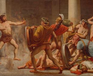 Ulysses' revenge on Penelope's suitors by Christoffer Wilhelm Eckersberg