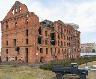 The ruins of a steam mill building destroyed during the days of the Battle of Stalingrad