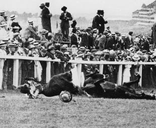 The aftermath of Emily Davison being struck by the king's horse