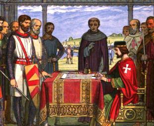 Illustration of King John signing the Magna Carta