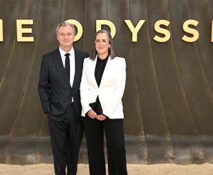 Christopher Nolan and Emma Thomas attend 'The Odyssey' London Premiere at Odeon Luxe Leicester Square
