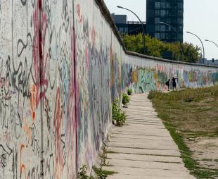 The Berlin Wall covered in graffiti