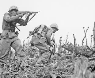 Two US Marines during the Battle of Okinawa