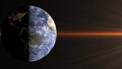 The Sun's rays line up perfectly with the Earth's equator