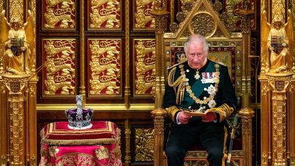 King Charles III delivering a speech in May 2022