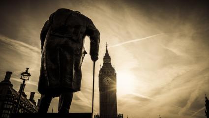 ghost army d day A statue of Winston Churchill in London, UK