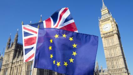 england haunted in A photograph of the EU flag and the UK's Union Flag