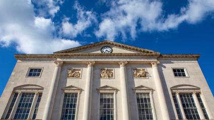 The exterior of the historic Shire Hall in the city of Chelmsford in Essex, UK