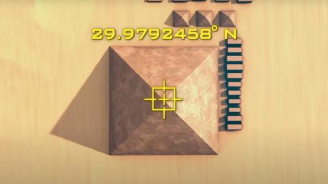 Computer generated birds-eye image of a pyramid