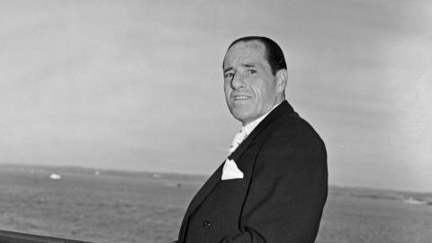 Black and white photograph of Billy Hill onboard a cruise ship