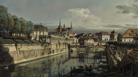 Dresden, A View of the Moat of the Zwinger (1752) by Bernardo Bellotto