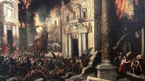 Painting depicting the burning of Troy