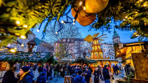 Looking out from a stall at Munich's Christmas market