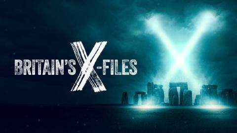 The show title next to Stonehenge at night with lights in the shape of an 'X' covering it