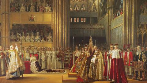Painting depicting the coronation of King George VI and Queen Elizabeth