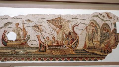 Mosaic depicting Odysseus and the Sirens