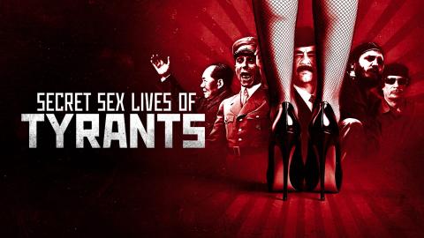 Infamous dictators including Muammar Gaddafi, Fidel Castro and Saddam Hussein with a woman's legs dressed in fishnet stockings in front of them