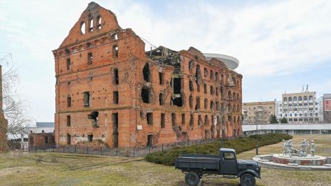 The ruins of a steam mill building destroyed during the days of the Battle of Stalingrad