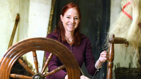 Alice Roberts working a loom