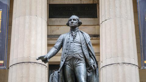 Statue of George Washington outside the Federal Hall National Memorial in New York