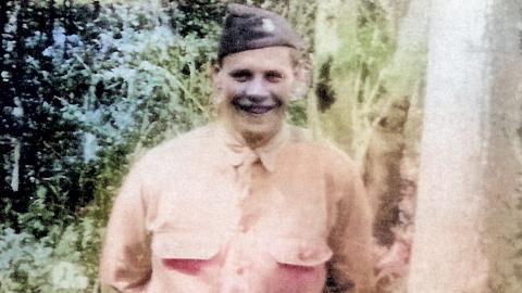 Colourised photo of a WWII pilot