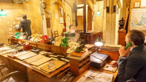 Figures on display inside the museum at Churchill's War Rooms