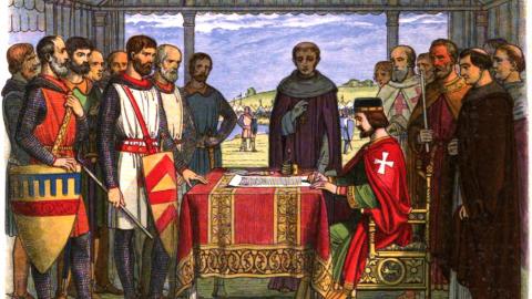 Illustration of King John signing the Magna Carta