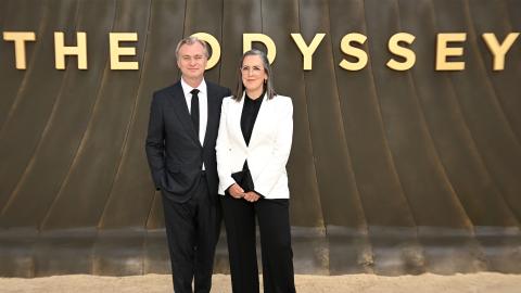 Christopher Nolan and Emma Thomas attend 'The Odyssey' London Premiere at Odeon Luxe Leicester Square