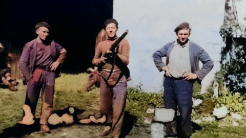 Colourised image of French Resistance members