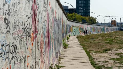 The Berlin Wall covered in graffiti