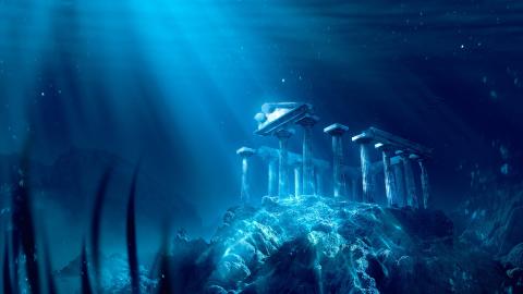 A mock up of the city of Atlantis beneath the sea
