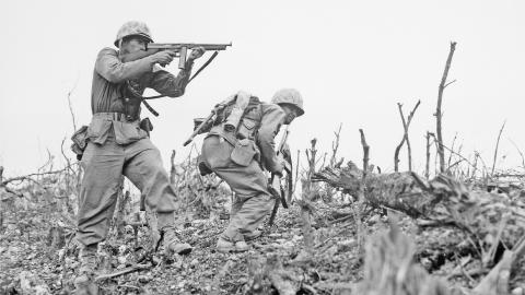 Two US Marines during the Battle of Okinawa