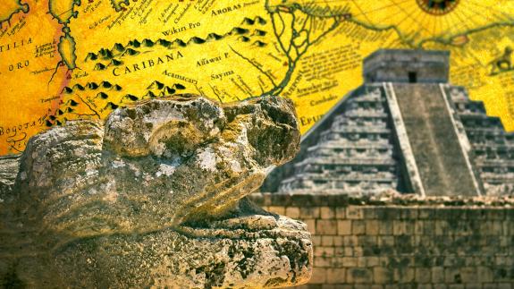 A stylised photo of Chichén Itzá in Mérida, Mexico