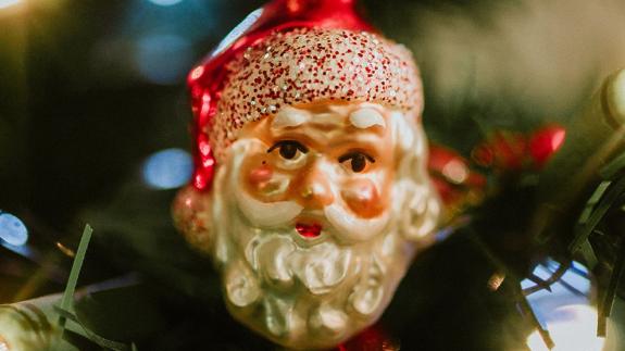 A Christmas decoration of the face of Father Christmas