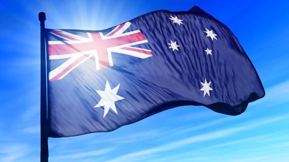 Australia flag waving on the wind