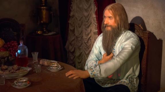 Wax figures Rasputin in the exhibition "how to kill Rasputin"