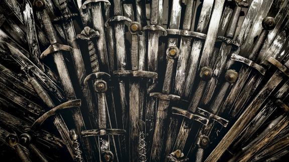 Close up shot of the iron throne